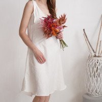 Robe de mariée midi en lin à larges bretelles TIETE