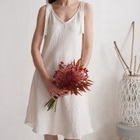 Robe de mariée midi en lin à larges bretelles TIETE