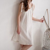 Robe de mariée midi en lin à larges bretelles TIETE