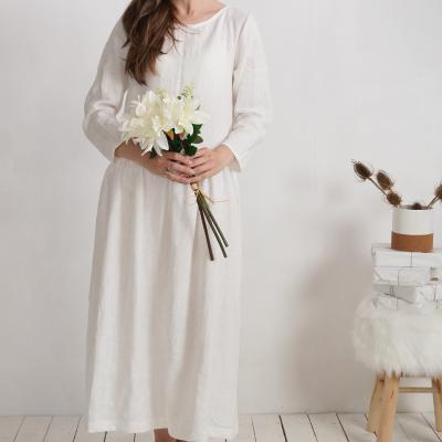 Robe de mariée longue en lin à manches longues MACKENZIE