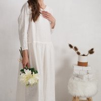 Robe de mariée longue en lin à manches longues MACKENZIE