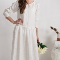 Robe de mariée longue en lin à manches longues MACKENZIE