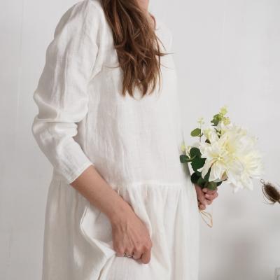 Robe de mariée longue en lin à manches longues MACKENZIE