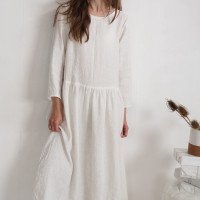 Robe de mariée longue en lin à manches longues MACKENZIE