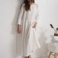 Robe de mariée longue en lin à manches longues MACKENZIE