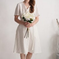 Robe de mariée midi portefeuille en lin MISSOURI