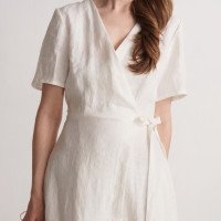 Robe de mariée midi portefeuille en lin MISSOURI