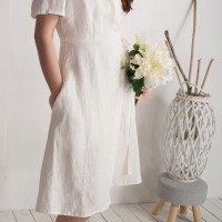 Robe de mariée midi portefeuille en lin MISSOURI