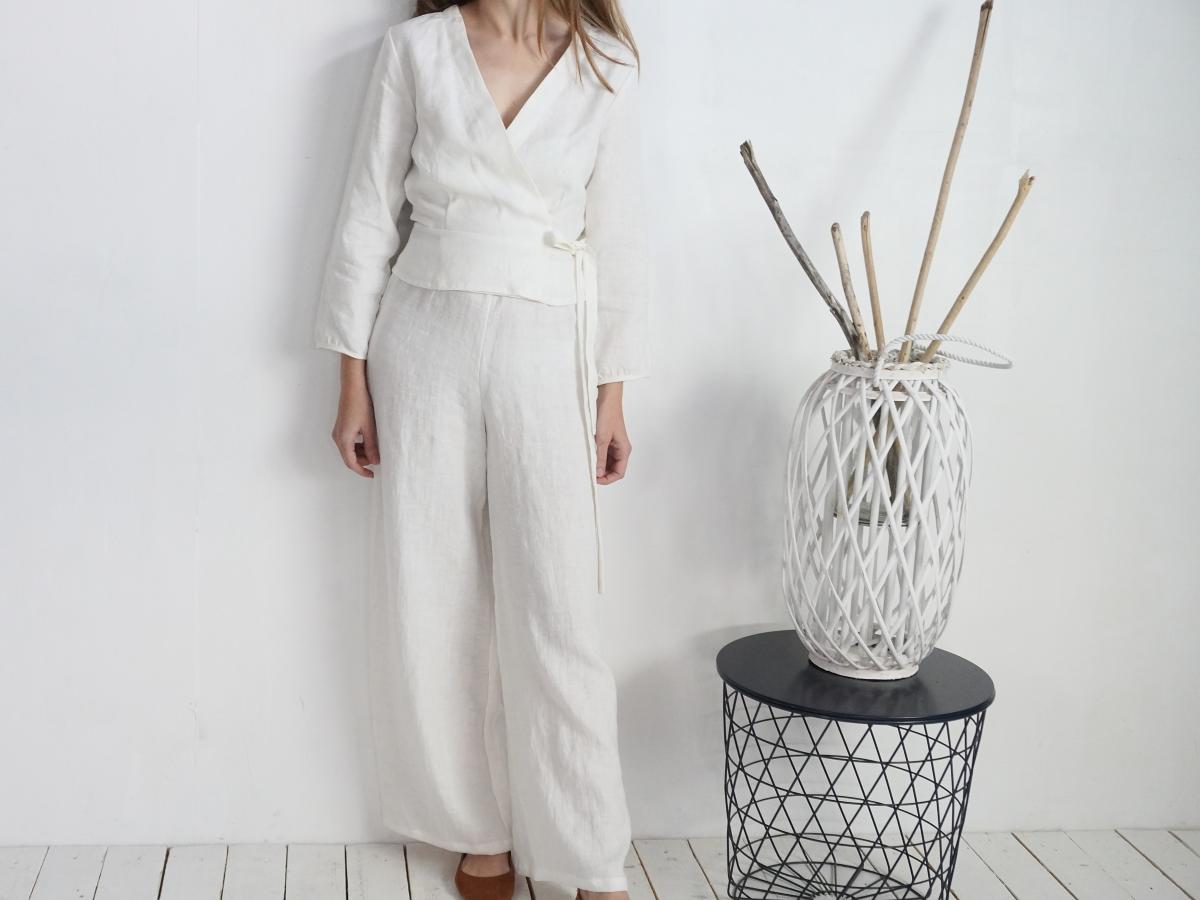 Ensemble de mariée en lin DNIEPER et MAHI, blouse et pantalon