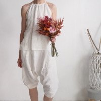 Ensemble de mariée bohème en lin LUNI et IRTYSH, haut et sarouel