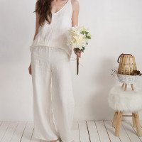 Ensemble de mariée en lin NILE et MAHI, caraco et pantalon large