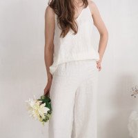 Ensemble de mariée en lin NILE et MAHI, caraco et pantalon large