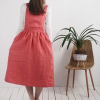 Robe salopette longue en lin à dos croisé PLATTE