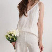 Ensemble de mariée en lin NILE et MAHI, caraco et pantalon large