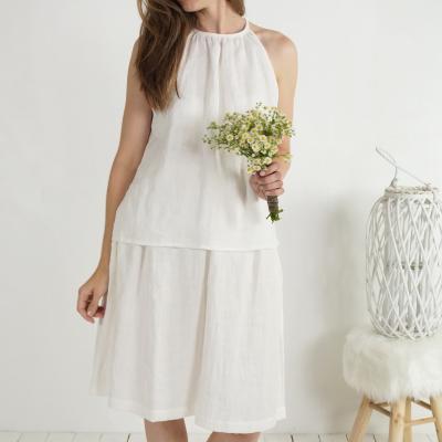 Ensemble de mariée en lin LUNI et MAGDALENA, haut et jupe