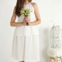 Ensemble de mariée en lin LUNI et MAGDALENA, haut et jupe