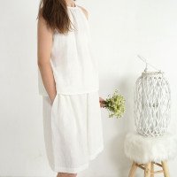 Ensemble de mariée en lin LUNI et MAGDALENA, haut et jupe