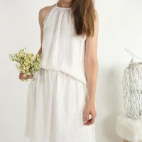 Ensemble de mariée en lin LUNI et MAGDALENA, haut et jupe