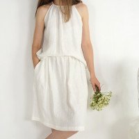 Ensemble de mariée en lin LUNI et MAGDALENA, haut et jupe