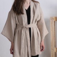 Peignoir kimono de mariée en lin KOSI
