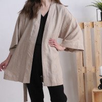 Peignoir kimono de mariée en lin KOSI