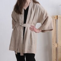 Peignoir kimono de mariée en lin KOSI