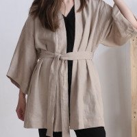 Peignoir kimono de mariée en lin KOSI
