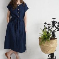 Robe chemise midi en lin à ceinture LIMPOPO