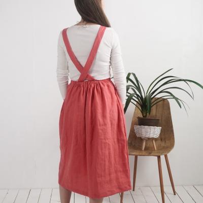 Robe salopette longue en lin à dos croisé PLATTE