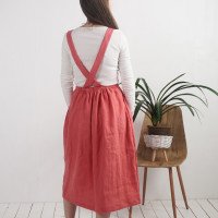 Robe salopette longue en lin à dos croisé PLATTE
