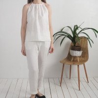 Ensemble de mariée en lin LUNI et VOLGA, haut et pantalon