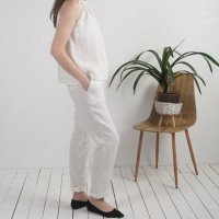 Ensemble de mariée en lin LUNI et VOLGA, haut et pantalon