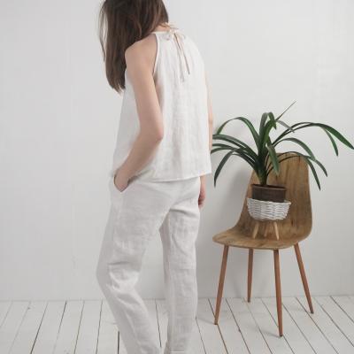 Ensemble de mariée en lin LUNI et VOLGA, haut et pantalon