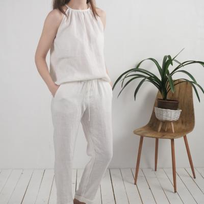 Ensemble de mariée en lin LUNI et VOLGA, haut et pantalon