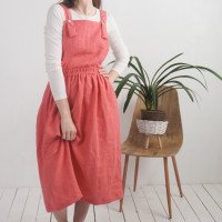 Robe salopette longue en lin à dos croisé PLATTE