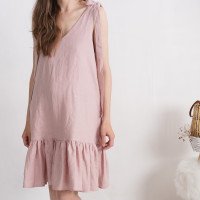 Robe en lin à longues bretelles à nouer SHIRE