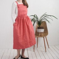 Robe salopette longue en lin à dos croisé PLATTE