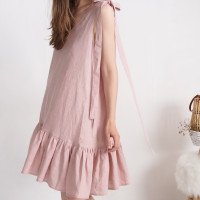 Robe en lin à longues bretelles à nouer SHIRE