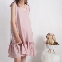 Robe en lin à longues bretelles à nouer SHIRE