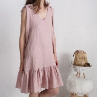 Robe en lin à longues bretelles à nouer SHIRE