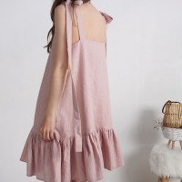 Robe en lin à longues bretelles à nouer SHIRE