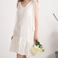 Robe de mariée en lin à longues bretelles à nouer SHIRE