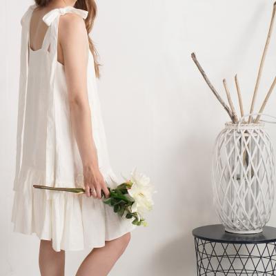 Robe de mariée en lin à longues bretelles à nouer SHIRE
