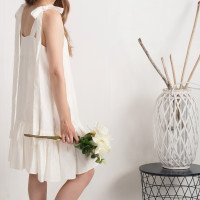 Robe de mariée en lin à longues bretelles à nouer SHIRE