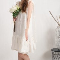 Robe de mariée en lin à longues bretelles à nouer SHIRE