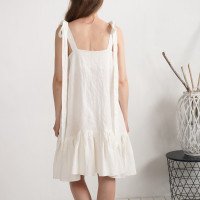 Robe de mariée en lin à longues bretelles à nouer SHIRE