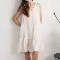 Robe de mariée en lin à longues bretelles à nouer SHIRE