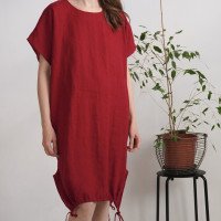Robe ample en lin à liens dans le bas ZEYA