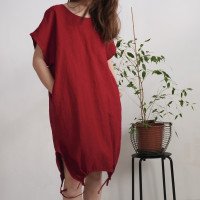 Robe ample en lin à liens dans le bas ZEYA