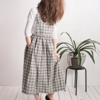 Robe salopette longue en lin à dos croisé PLATTE